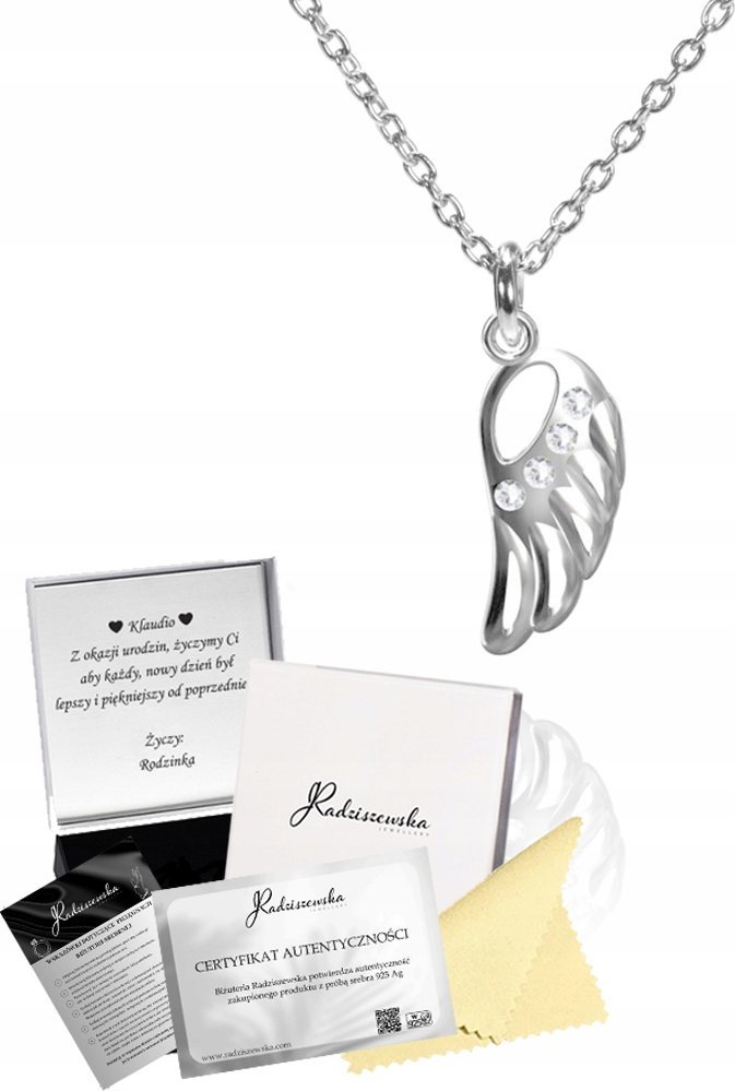 Radziszewska Jewellery Naszyjnik Srebrny SKRZYDŁO ANIOŁA Celebrytka Łańcuszek 925 Prezent SREBRO