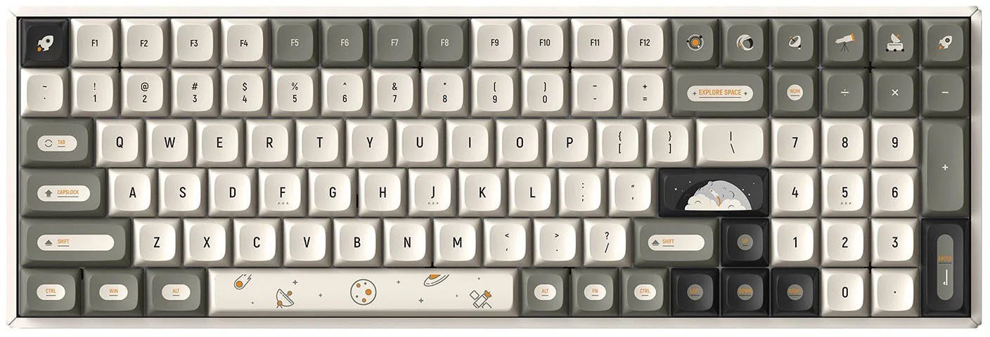 IQUNIX F97 Hitchhiker Wireless Gaming Tastatur, RGB - Moonstone Turbo-Switches