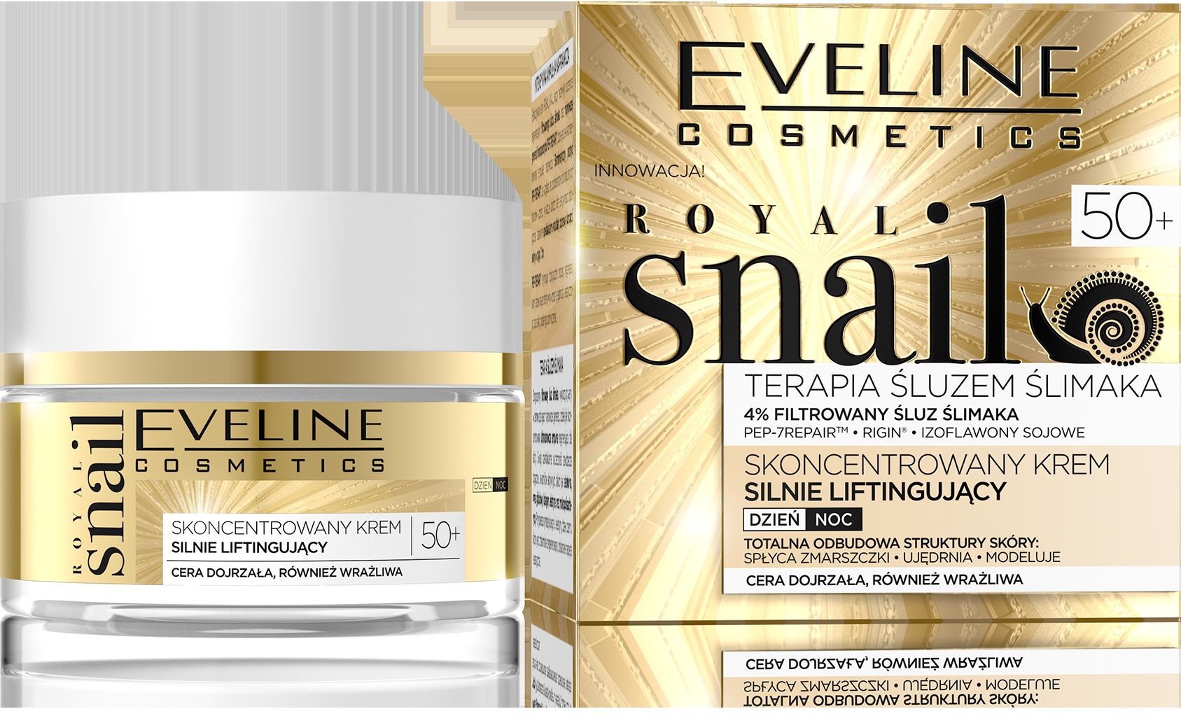 Eveline Royal Snail 50+ Skoncentrowany Krem silnie liftingujący na dzień i noc 50ml