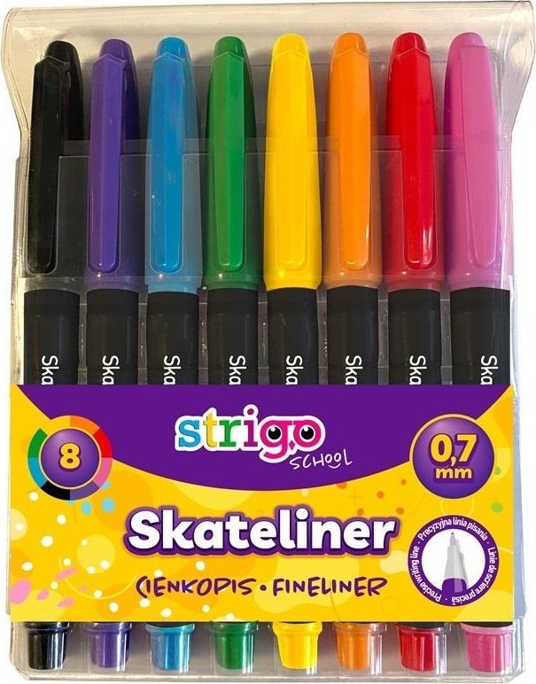 Cienkopisy Skateliner 0,7mm 8szt STRIGO