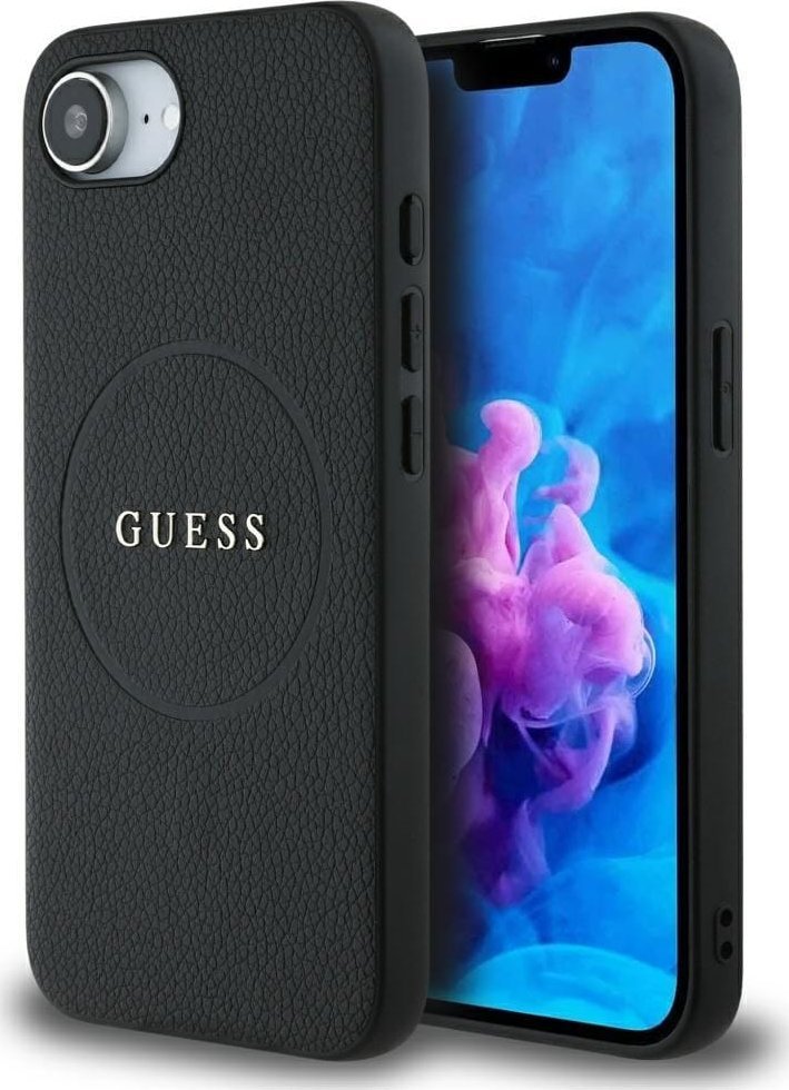 Etui Guess Grained Ring MagSafe do iPhone 16e czarny