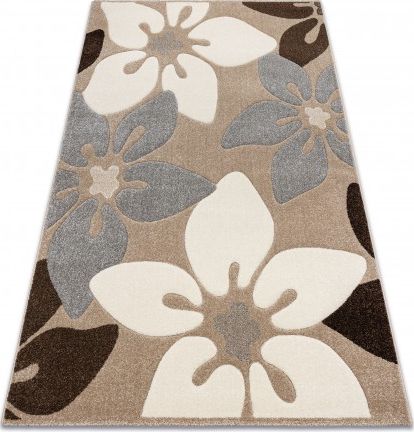 Dywany Łuszczów Dywan FEEL 1602/15055 KWIATKI beż / szary, 180x270 cm