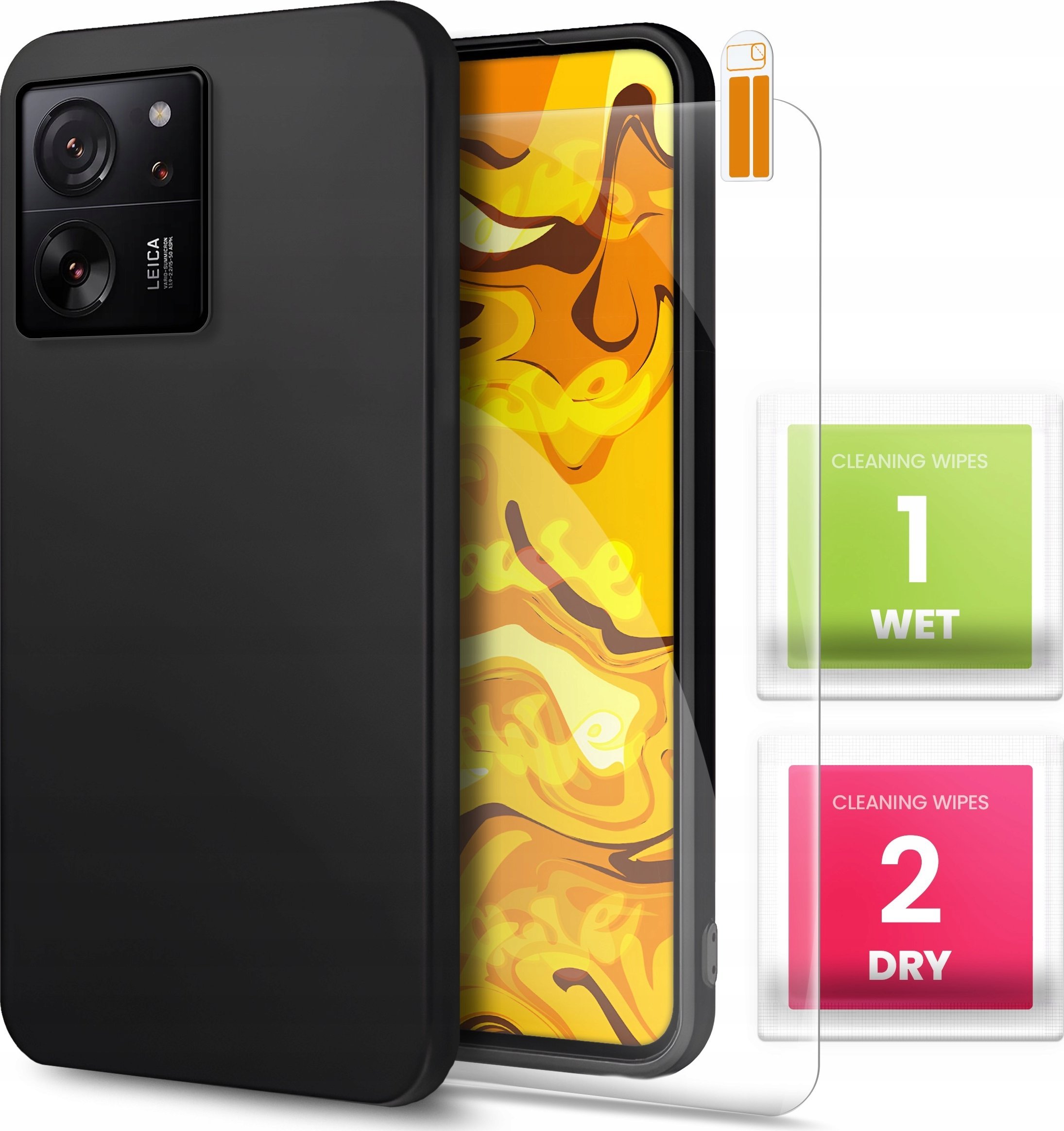 Hello Case ETUI DO XIAOMI 13T GUMOWE OBUDOWA CZARNE MATOWE SILIKON POKROWIEC SZKŁO