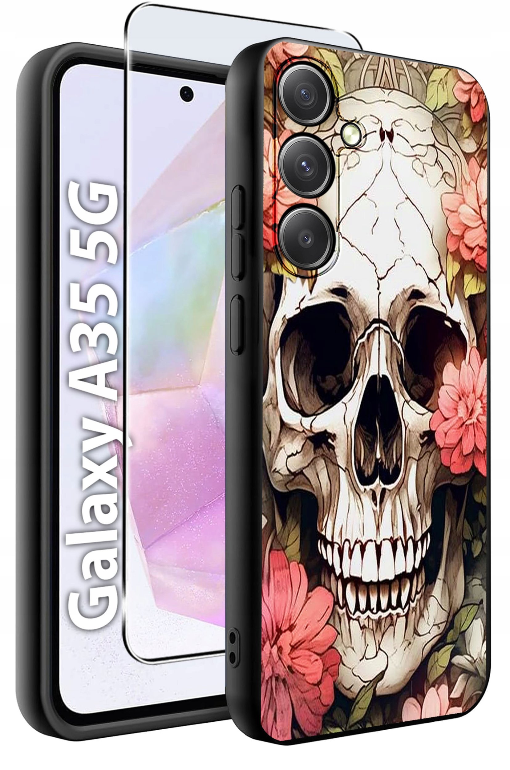 ETUI do Samsung A35 5G WZORY | SILIKONOWE MATT CASE + SZKŁO HARTOWANE 9H