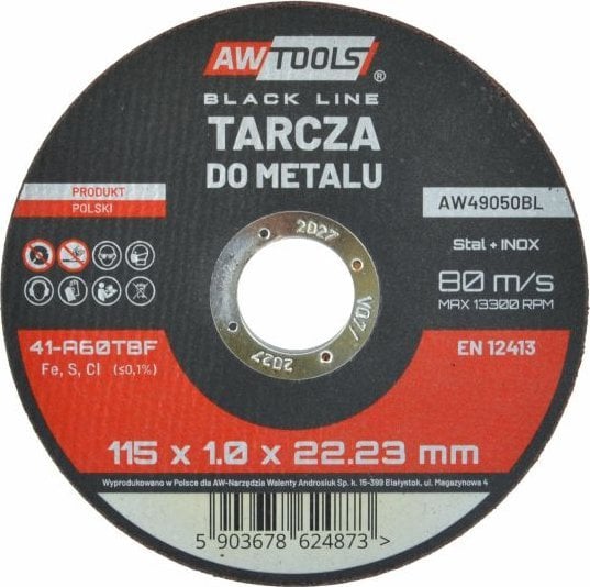 AWTools AW TARCZA DO METALU 115*1,0mm BLACK LINE