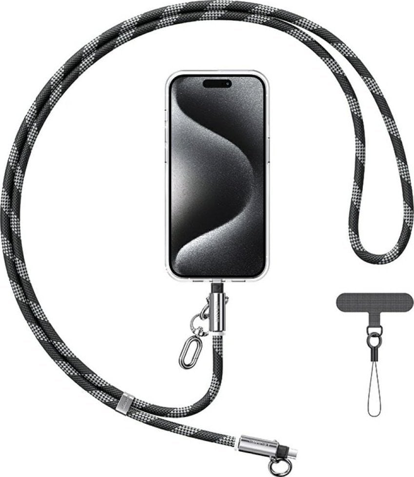 Smycz do telefonu z kablem do ładowania Usams SJ745 60W USB-C do USB-C 1.2m czarny