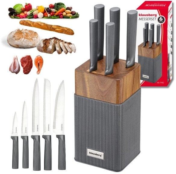 Klausberg ZESTAW NOŻY W BLOKU AKACJOWYM KB-7982
