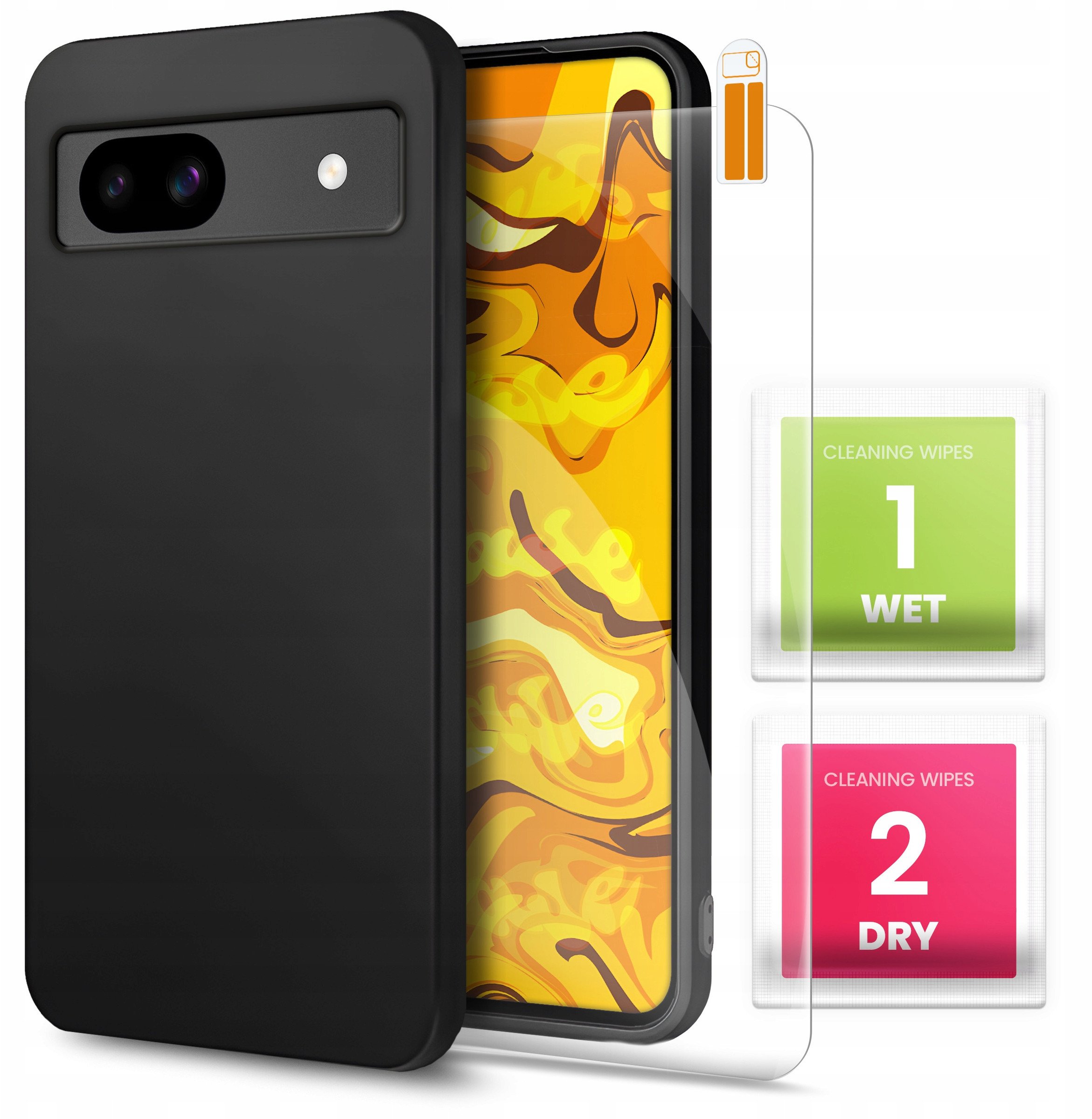 ETUI DO GOOGLE PIXEL 8A OBUDOWA CZARNE MATOWE SILIKON POKROWIEC SZKŁO 9H