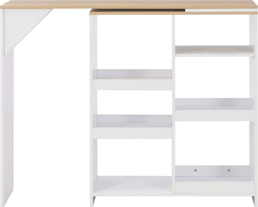 Elior Stolik barowy Rinke z ruchomym regałem biały i naturalny