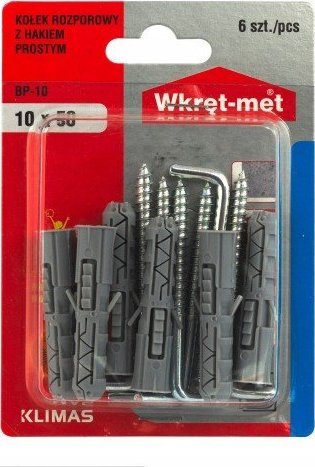 Wkręt-met Kołki rozporowe z hakiem prostym 6x30 mm 12 szt