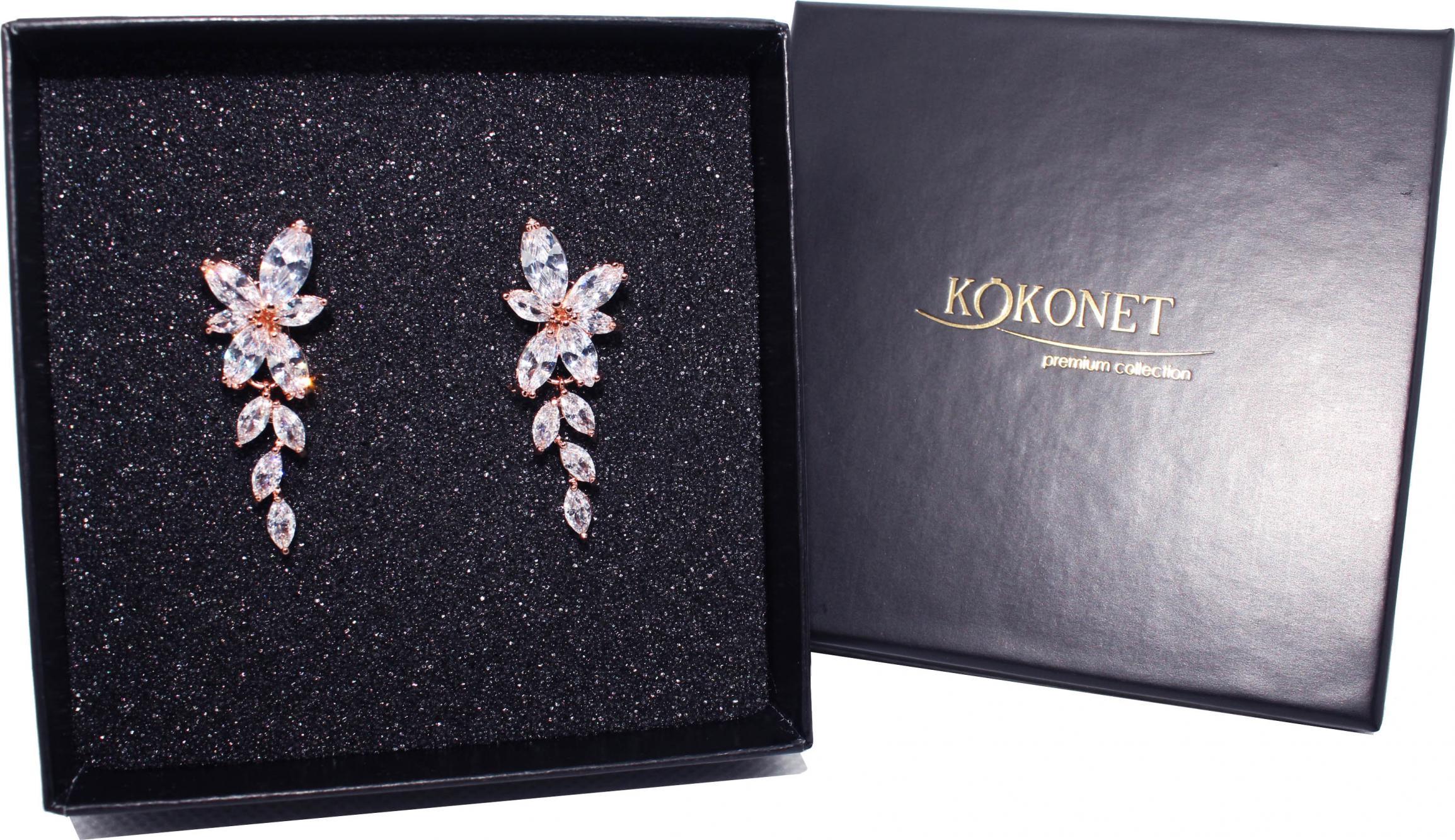 KOKONET KOLCZYKI kwiaty ślub PIĘKNE kwiaty różoawe złoto