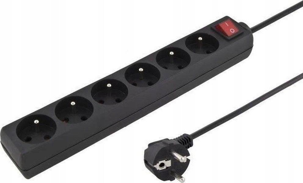 PremiumCord PREMIUMCORD Prodlužovací přívod 230V 5m 6 zásuvek + vypínač, černý