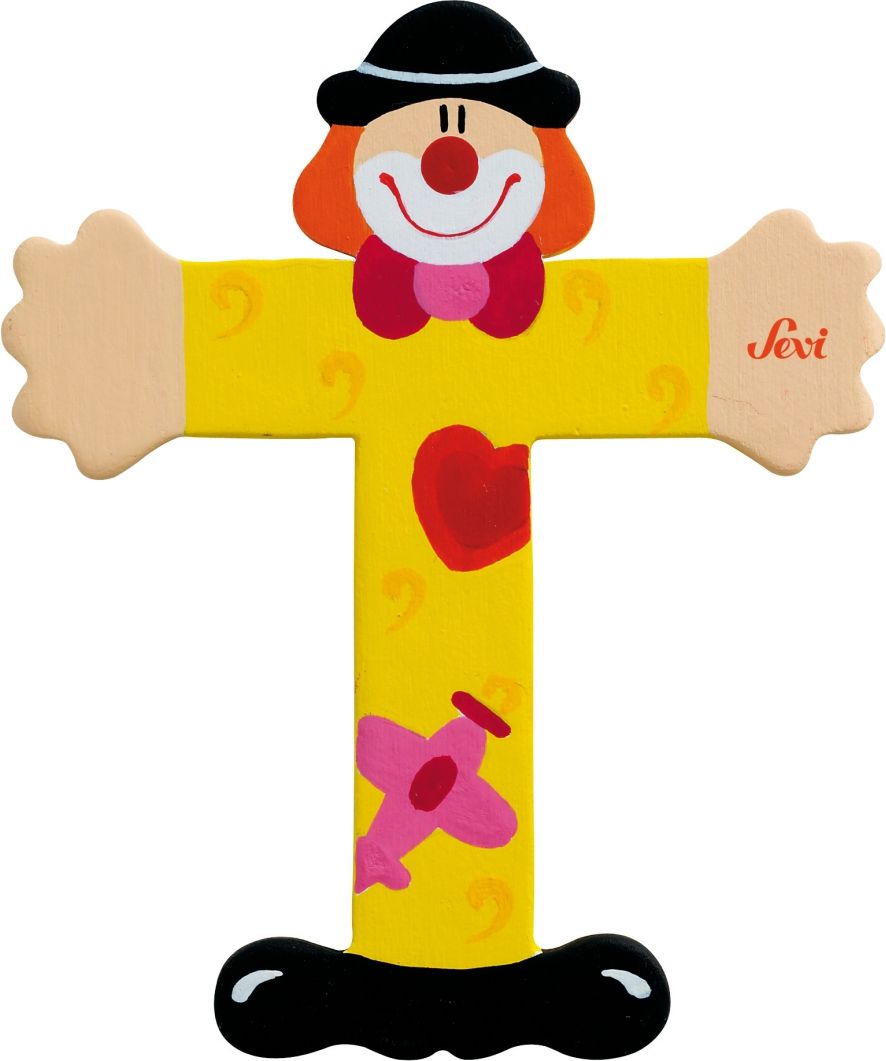 Sevi Drewniana literka T, Klaun (81756)