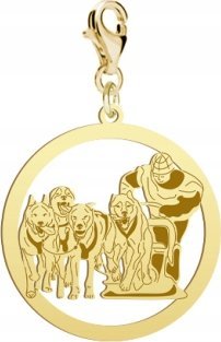 Radziszewska Pozłacany Charms Psie zaprzęgi Maszer DEDYKACJA