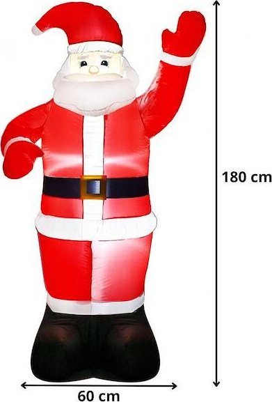 Springos Mikołaj dmuchany IP44 na zewnątrz 180 cm samopompujący z oświetleniem LED UNIWERSALNY