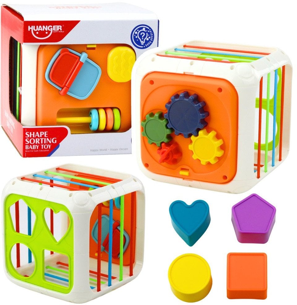 Kostka Sensoryczna Edukacyjna Dla Dzieci Sorter Elastyczne Przęsła Kolorowa