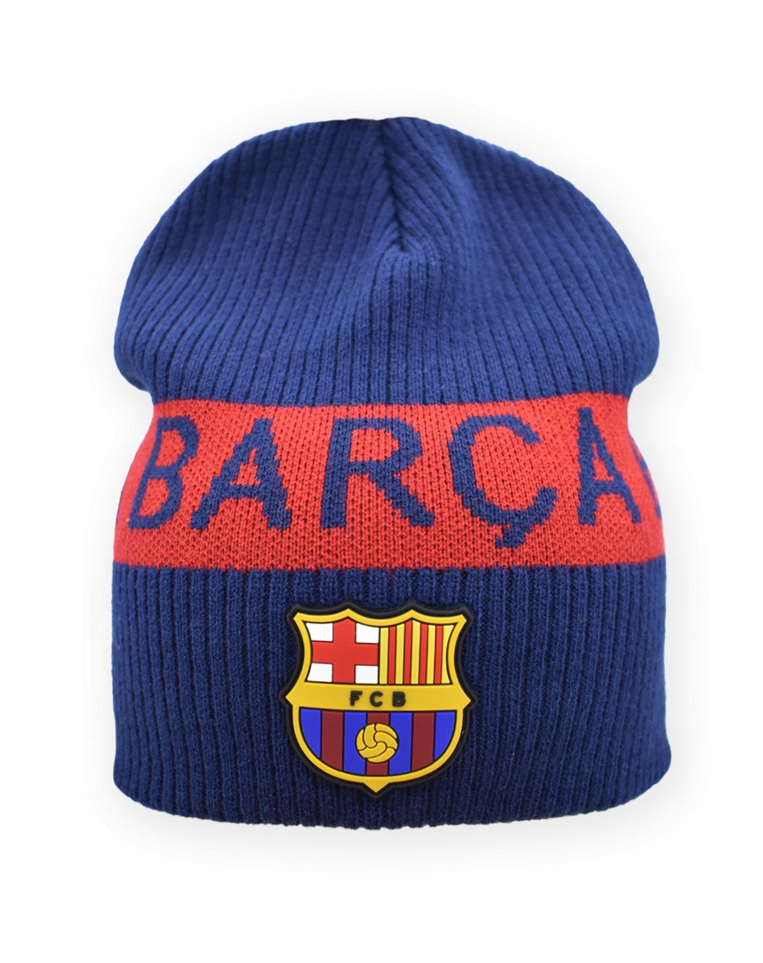 Czapka Zimowa Dla Dorosłych FC Barcelona Herb Logo Granatowa Napis Akrylowa