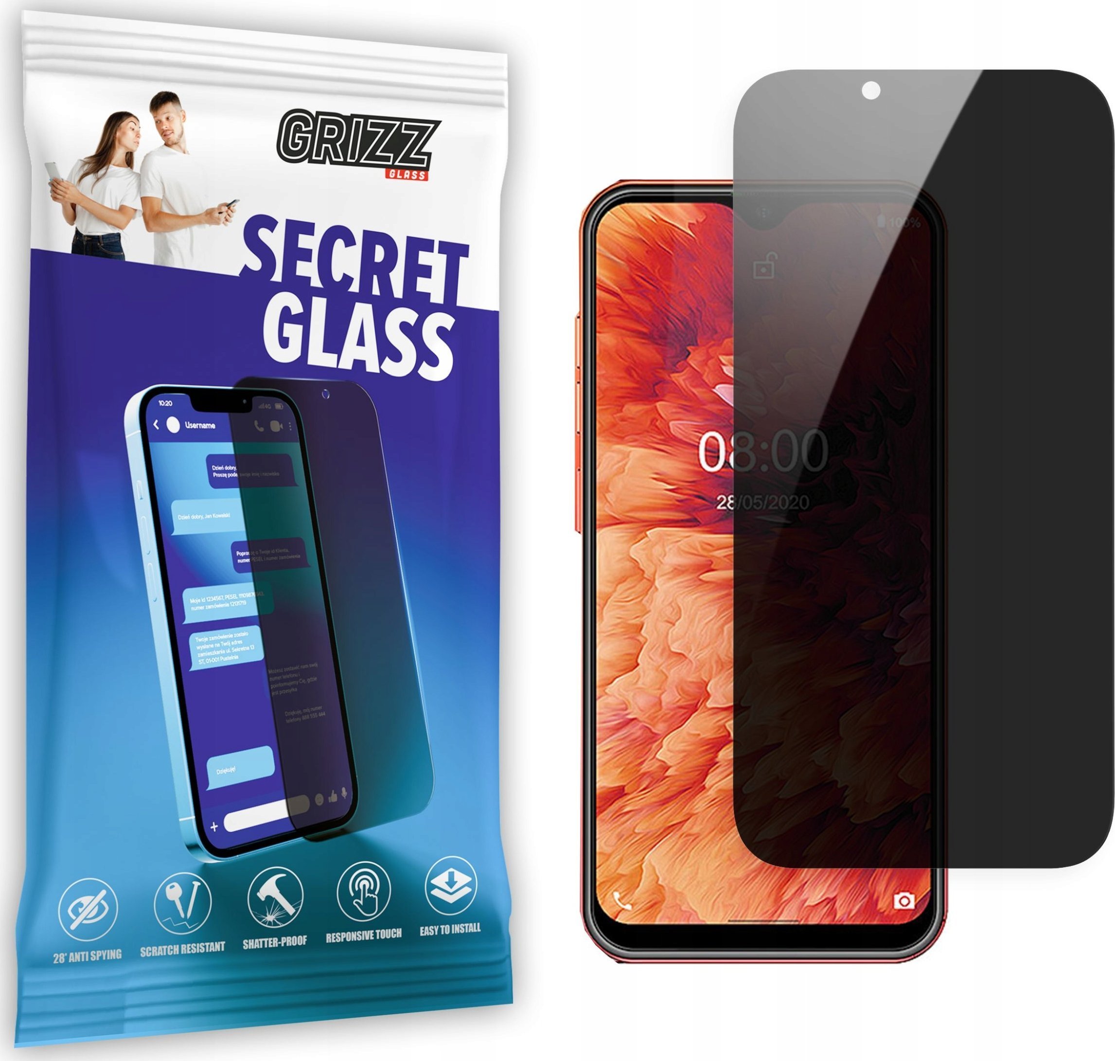 GrizzGlass Szkło prywatyzujące GrizzGlass SecretGlass Ulefone Note 8p