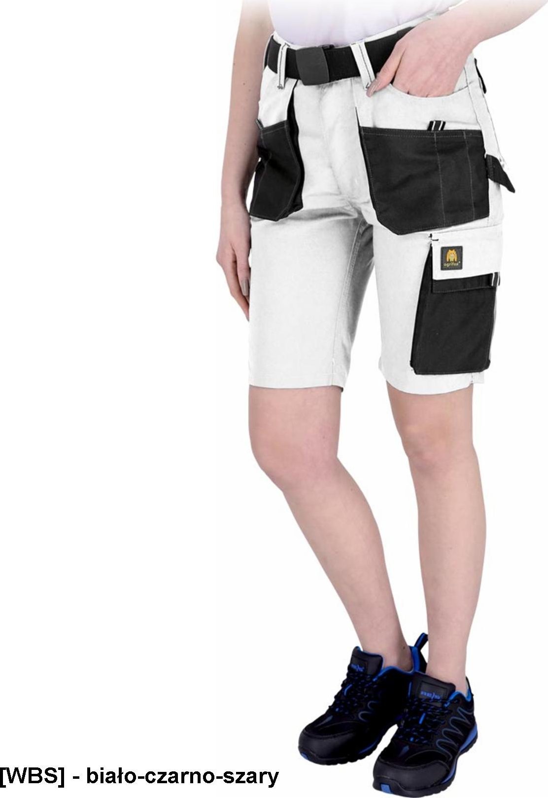 R.E.I.S. OX-FIO-TS - Spodnie ochronne do pasa FIO z krótkimi nogawkami, damskie - biało-czarno-szary S