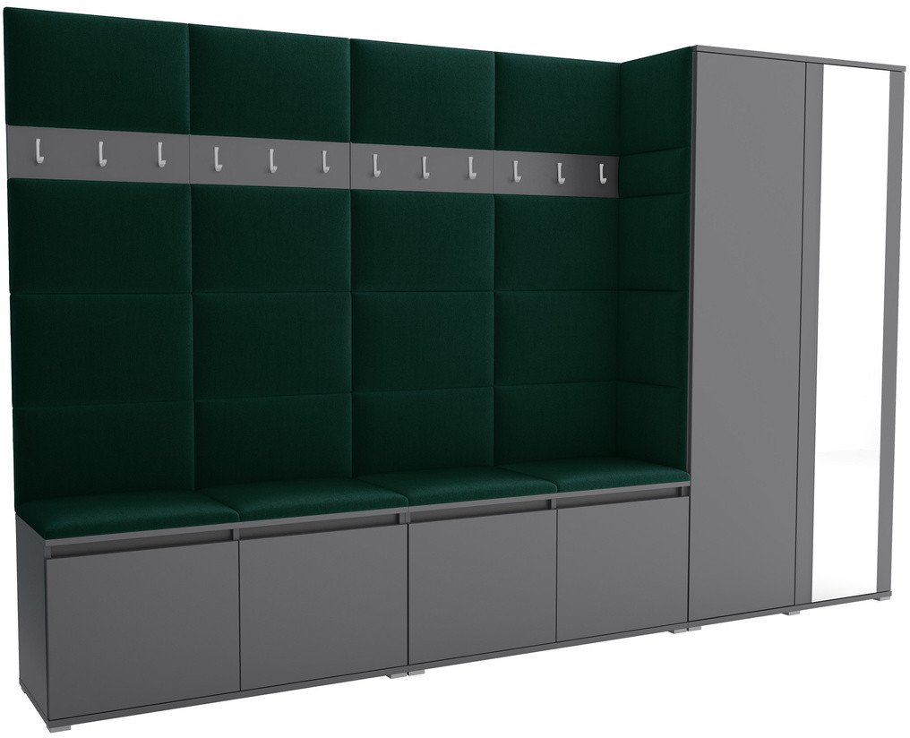 Tapicerowana garderoba Noris V z lustrem - kolor antracyt + tkanina Trinity 28