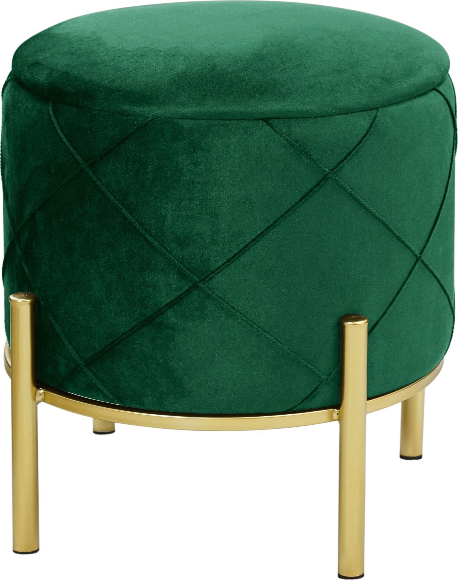 Fabryka Mebli Akord Pufa pikowana z pojemnikiem welurowa SAVANA Butelkowa Zieleń