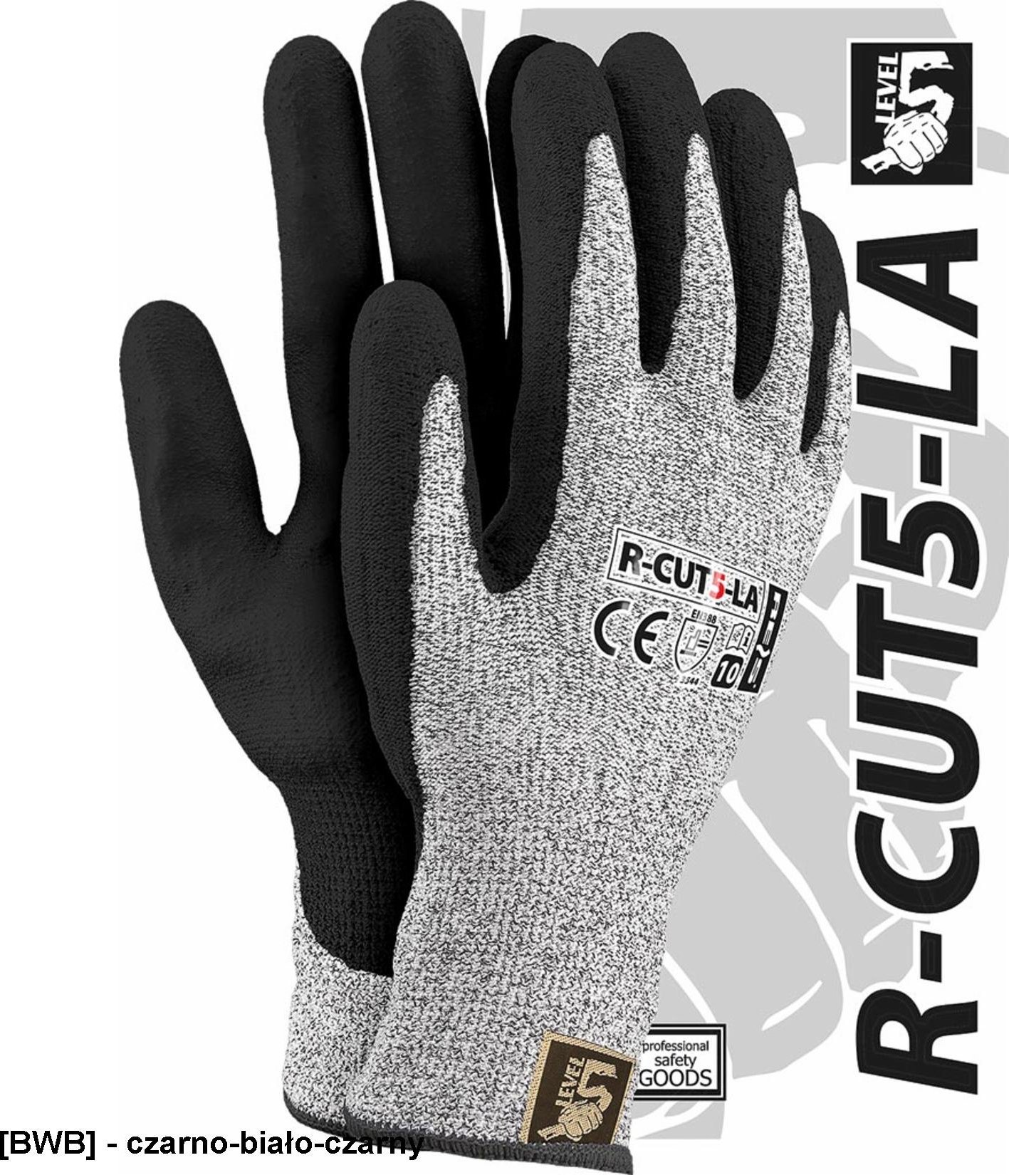 R.E.I.S. R-CUT5-LA ,NI, PU - rękawice z przędzy HDPE powlekane latexem 9