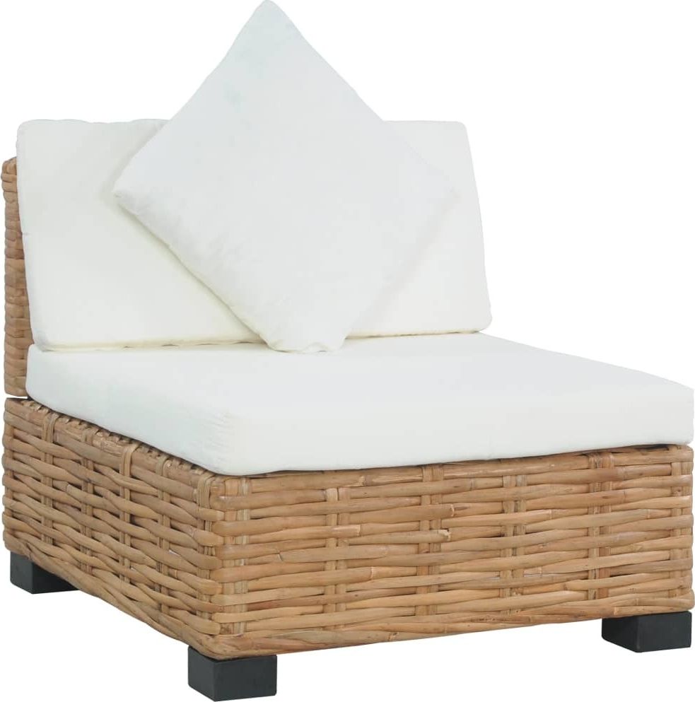 vidaXL sofa bez podłokietników, z poduszkami, naturalny rattan (286280)