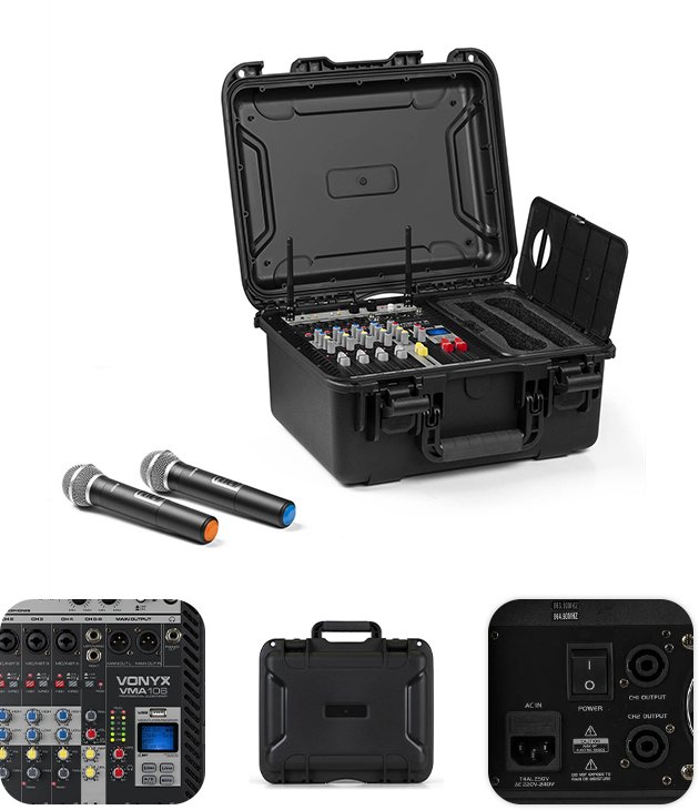 Powermikser 6-kanałowy 2x mikrofon UHF case VMA106 Vonyx one size
