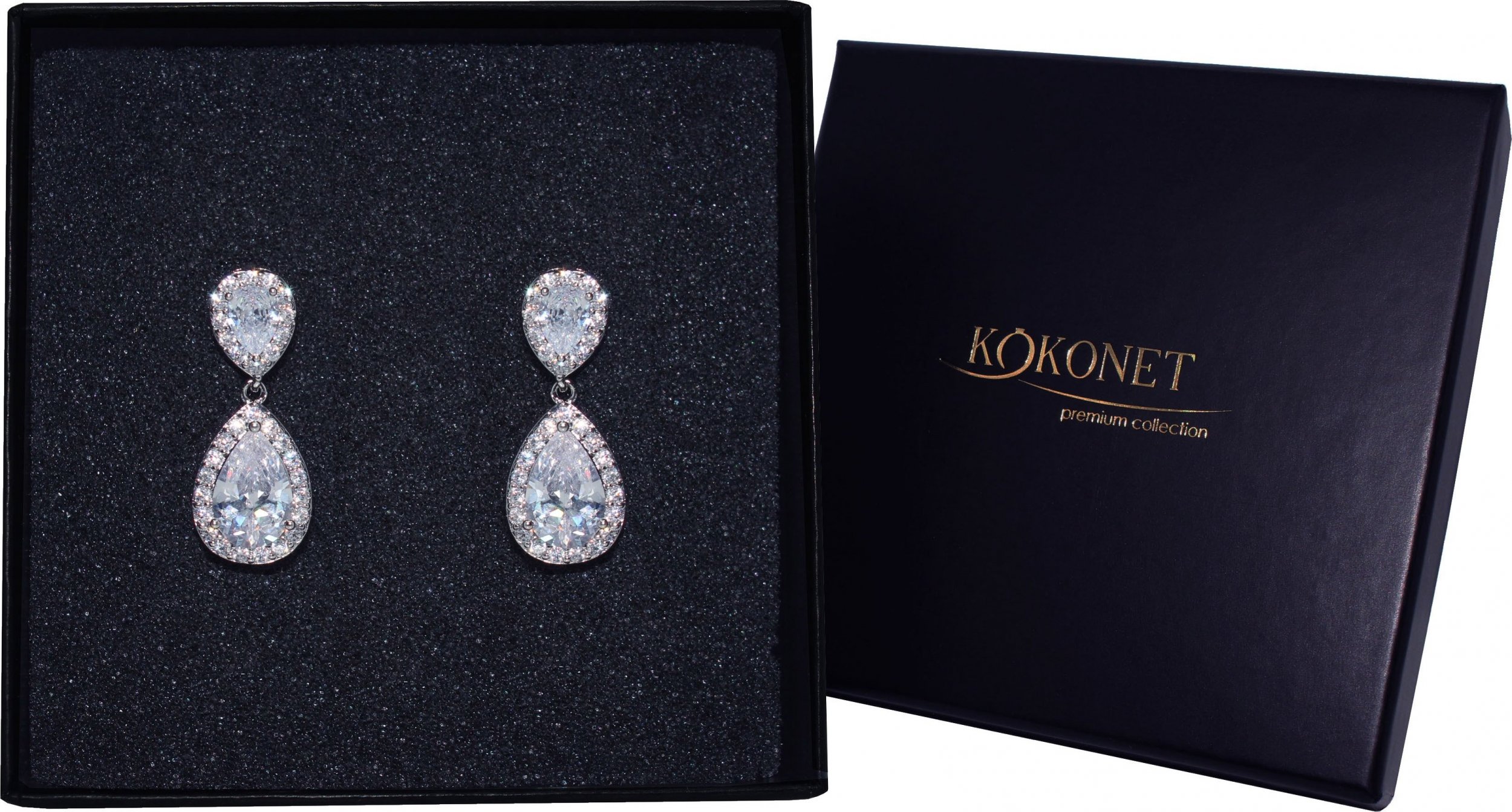 KOKONET KOLCZYKI łezki ELEGANCKIE ślubne AAA wesele WISZĄCE