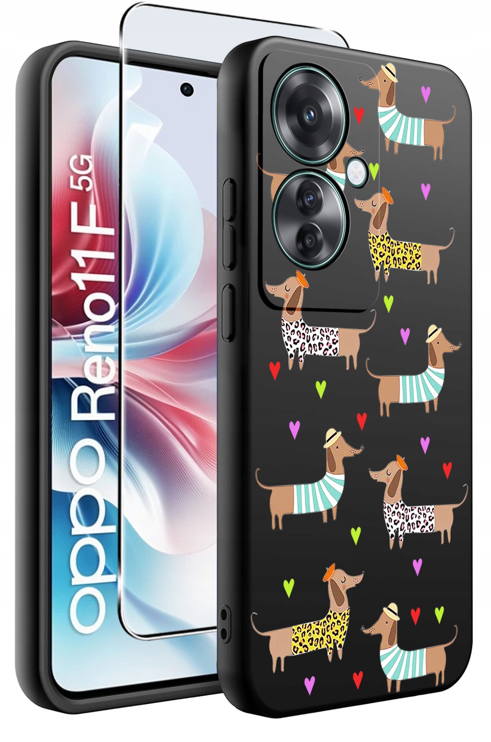 krainaGSM ETUI do Oppo Reno11 F 5G wzory SILIKONOWE MATT CASE + SZKŁO HARTOWANE 9H