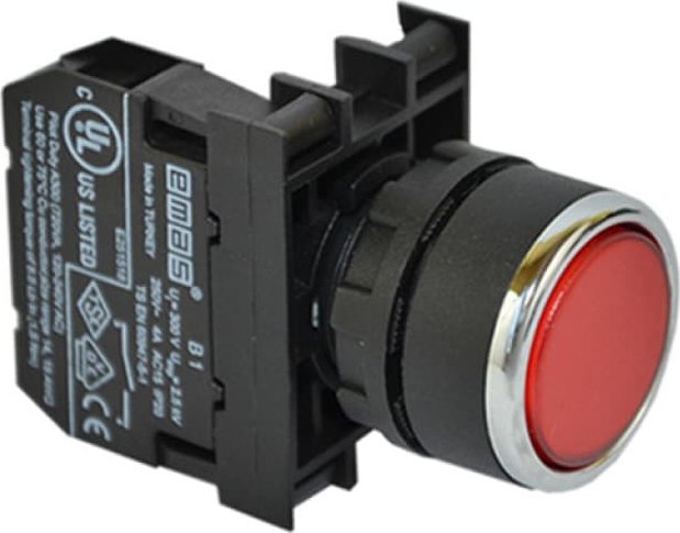 Emas Przycisk sterowniczy kryty, niestabilny, 1NC, czerwony T0-B200DK