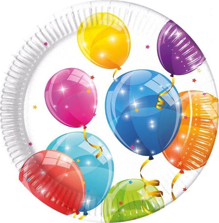 GoDan Talerze papierowe z kolorowymi balonami 23cm