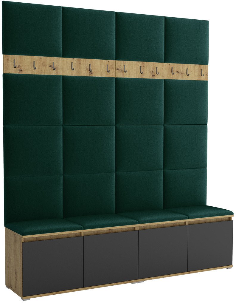 Tapicerowana garderoba Noris II - kolor artisan z czarnym frontem + tkanina Trinity 28