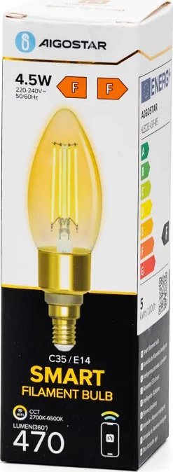 Aigostar Inteligentna żarówka WB C35 E14 Wi-Fi Bursztynowa Inteligentna żarówka WB C35 E14 Wi-Fi Bursztynowa