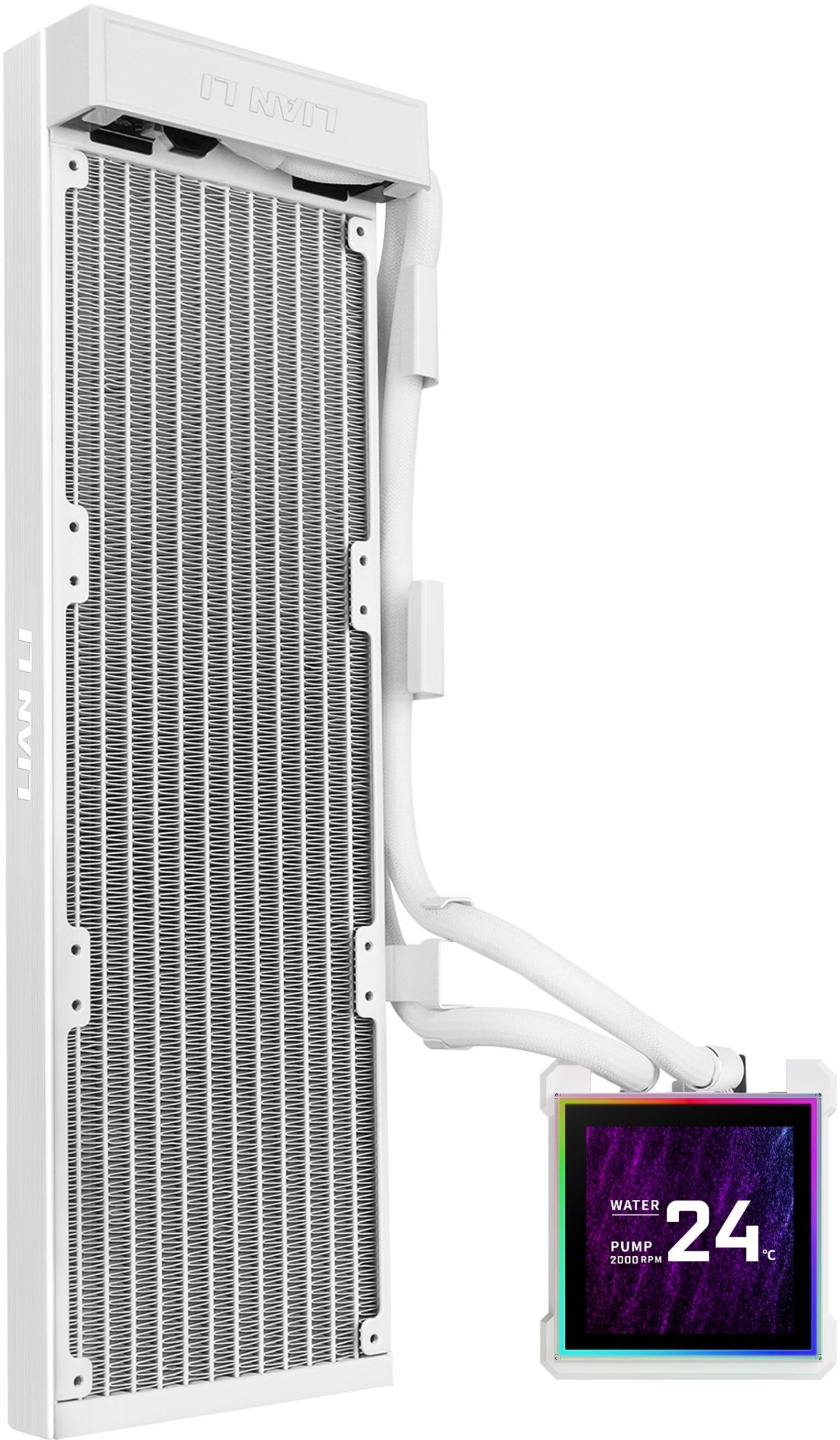 Chłodzenie wodne Lian Li HydroShift II LCD-S 360N Chłodzenie wodne AiO, RGB, Wyświetlacz LCD - bez wentylatora, 360mm, biały