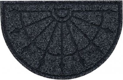 Dywany Łuszczów Wycieraczka PATIO 2098 półokrąg antypoślizgowa, zewnętrzna, wewnętrzna, na gumie - antracyt, 50x77 cm