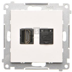 TGHRJ45.01/111 Simon 55 Gniazdo HDMI + RJ45 kat.6. (moduł) Biały mat TGHRJ45.01/111