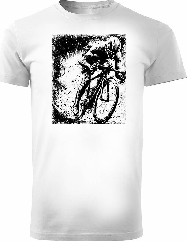 Topslang Koszulka z kolarzem kolarz kolarska dla rowerzysty z kolarką rowerem męska biała REGULAR S