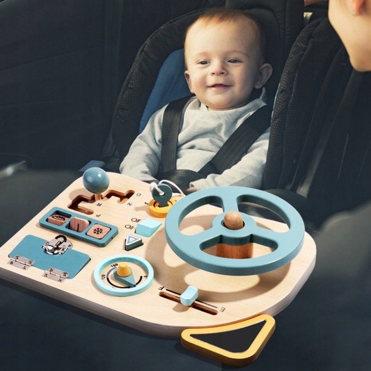 TABLICA SENSORYCZNA MANIPULACYJNA MONTESSORI KIEROWNICA