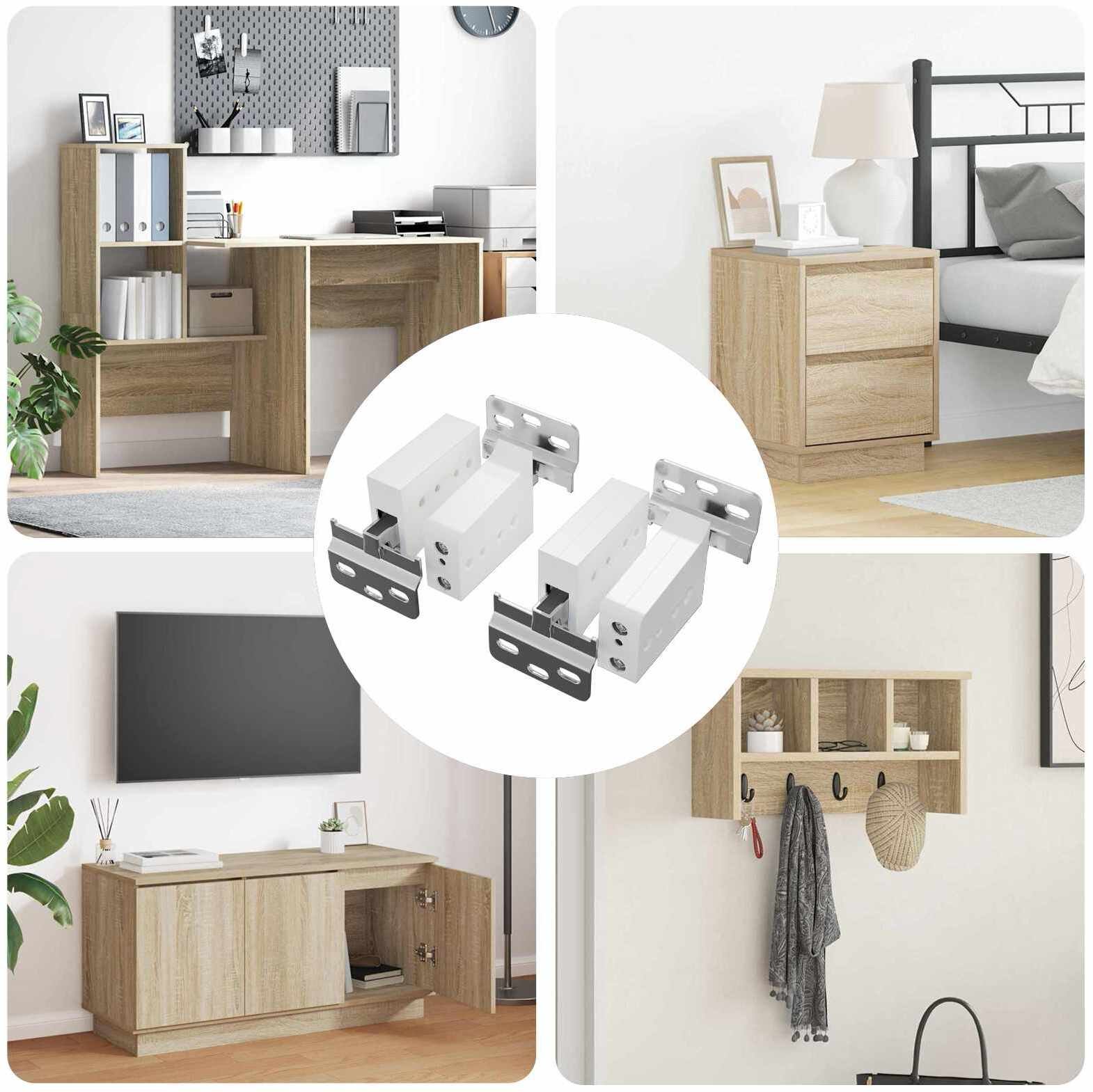 vidaXL Wspornik do zawieszenia szafki 2 pcs Biały 70 x 46 x 19 mm