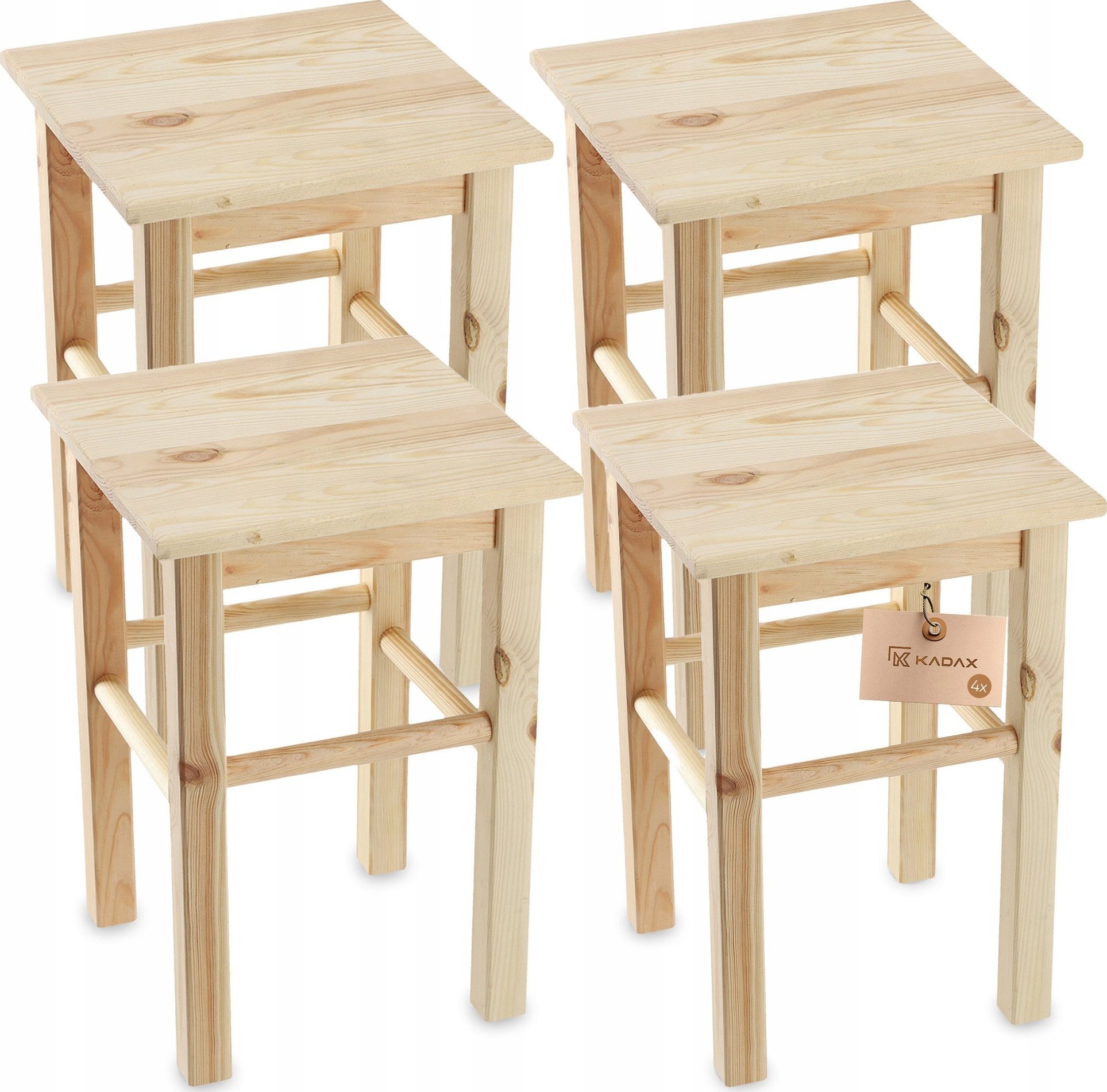 Kadax KADAX Taboret Stołek Drewniany Krzesło 44cm 4szt