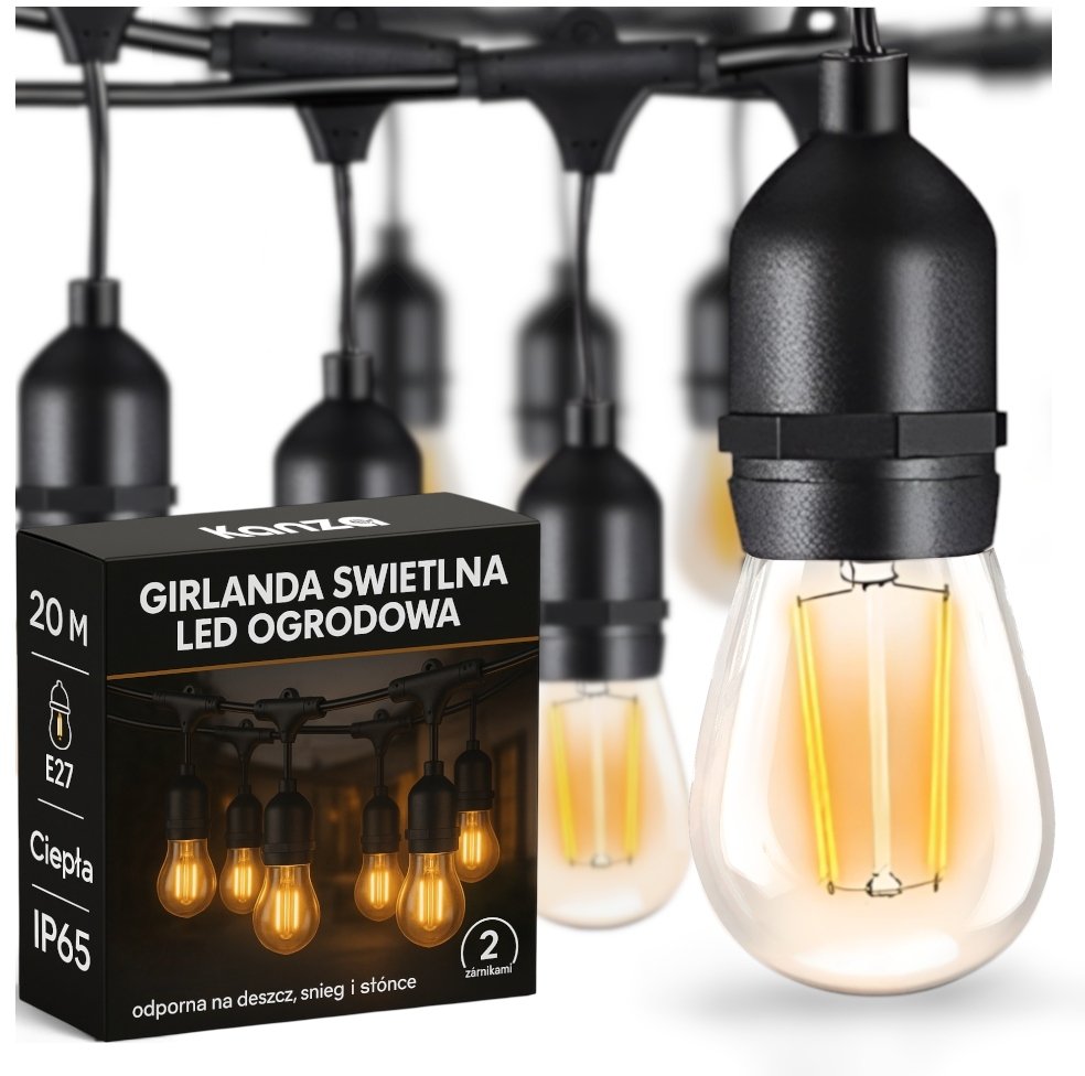 GIRLANDA OGRODOWA LED 20M 20 ŻARÓWEK KANZA