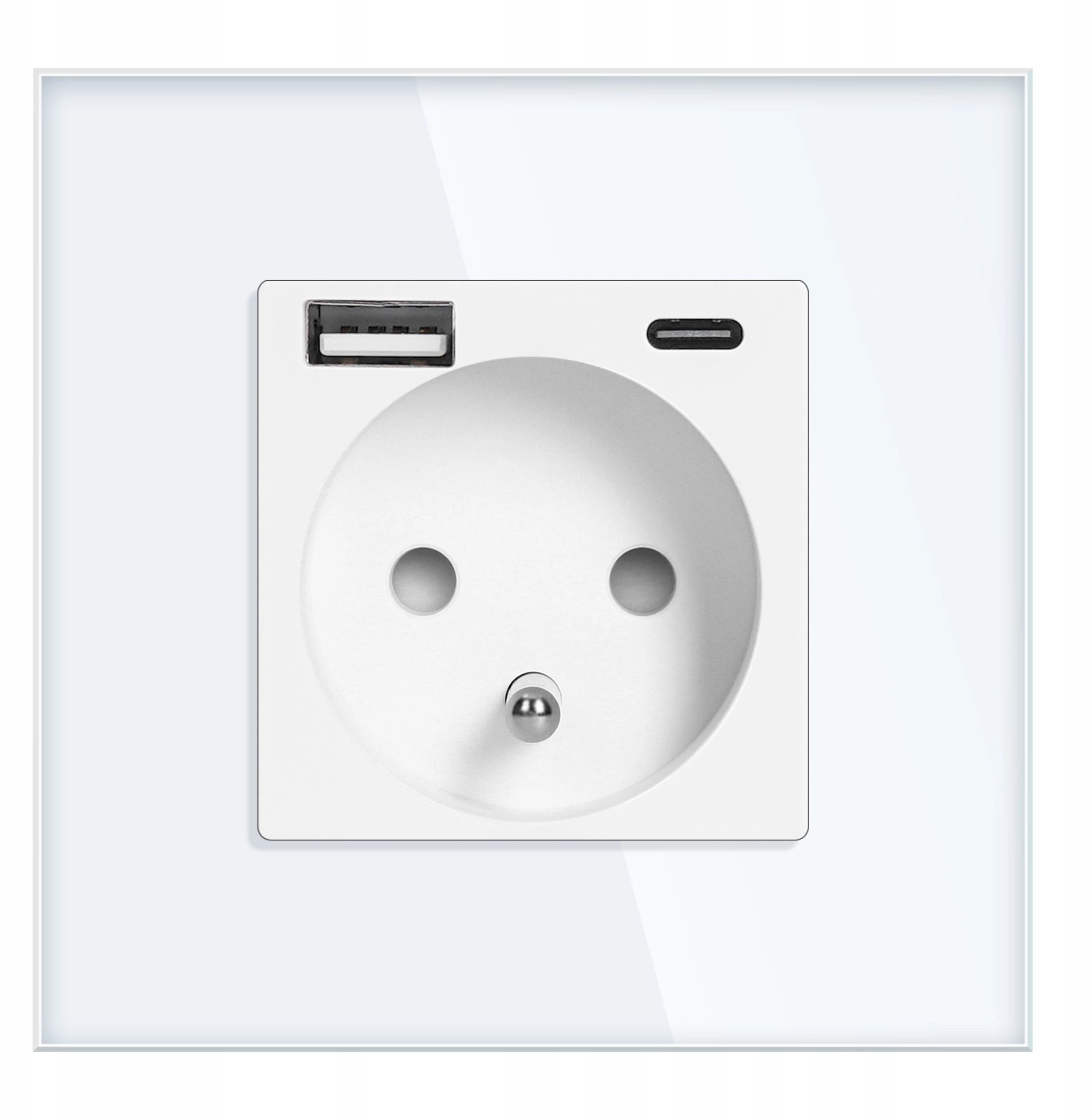 Gniazdo pojedyncze 2P+Z, USB-A + USB-C, PD, max. 20W, biały