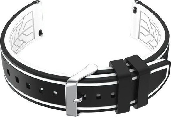 Pasek gumowy do zegarka U14 - czarny/biały - 20mm