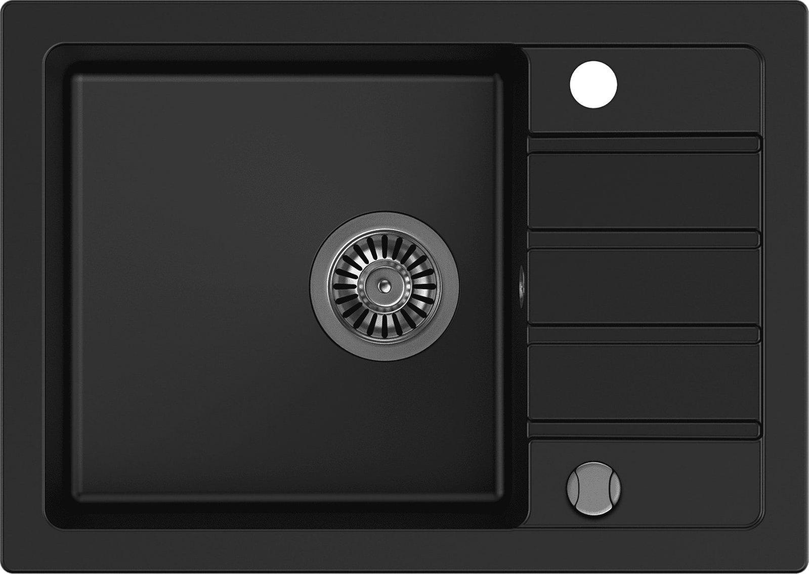 Zlewozmywak Kernau Zlewozmywak granitowy Kernau Zestaw KGS Q 5062 1B1D Deep Black + Bateria KWT 40 Elastic Black