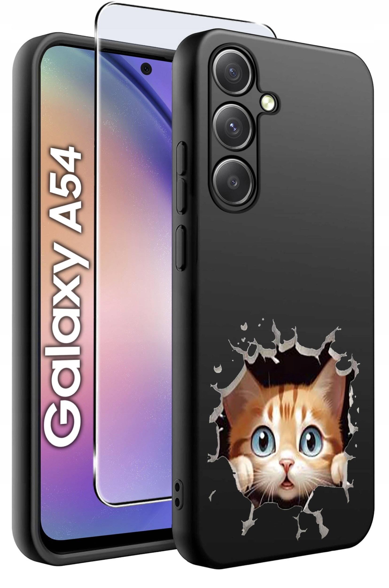 ETUI do Samsung A54 5G WZORY | SILIKONOWE MATT CASE + SZKŁO 9H