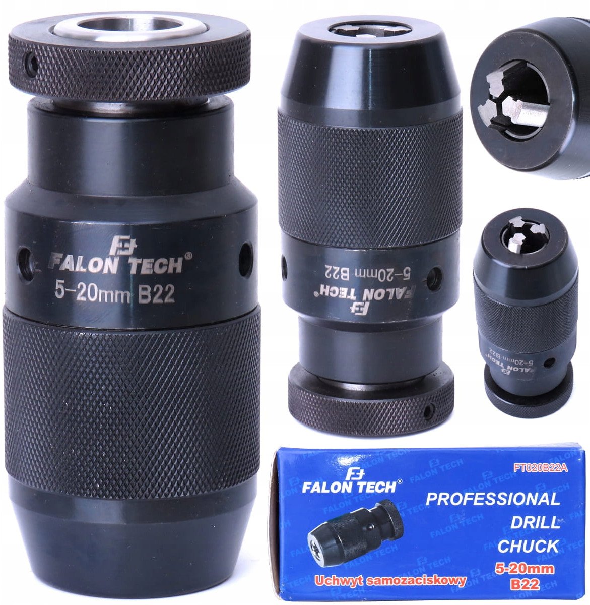 UCHWYT WIERTARSKI 5-20mm DO WIERTARKI B22 GŁOWICA MORSA SAMOZACISKOWY FALON