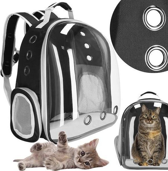 Springos Transporter dla kota, królika, psa do 12 kg 40 x 32 x 22 cm torba transportowa, plecak szary UNIWERSALNY