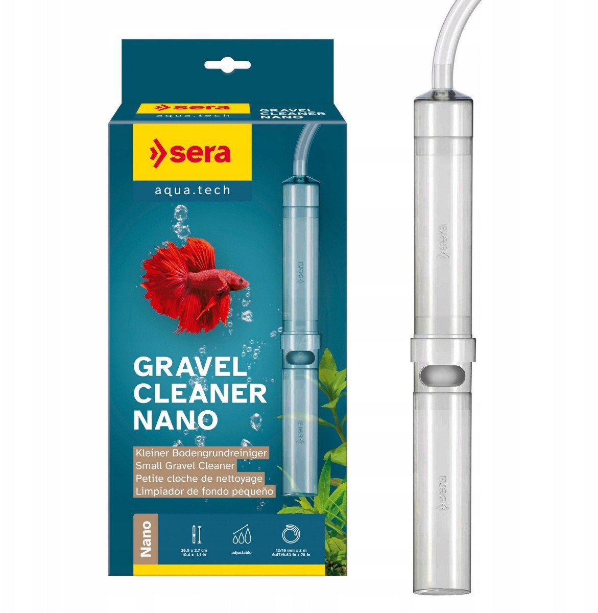 Gravel Cleaner Nano, odmulacz do akwarium, 26,5 x 2,7cm, wąż 12/16 mm, 2m