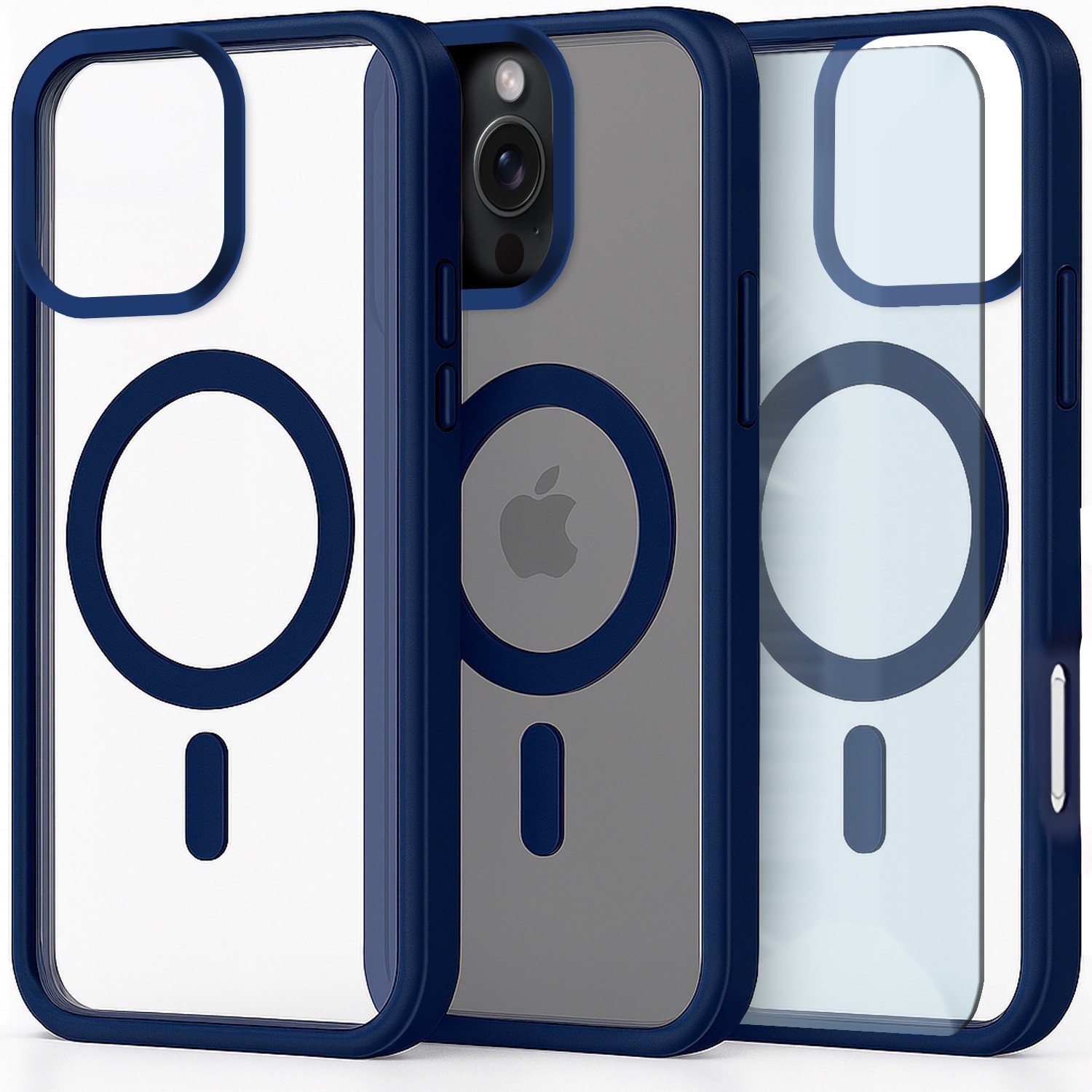 Etui do Apple iPhone 16 Pro (Do Magsafe, Przezroczyste, Granatowe) Szkło